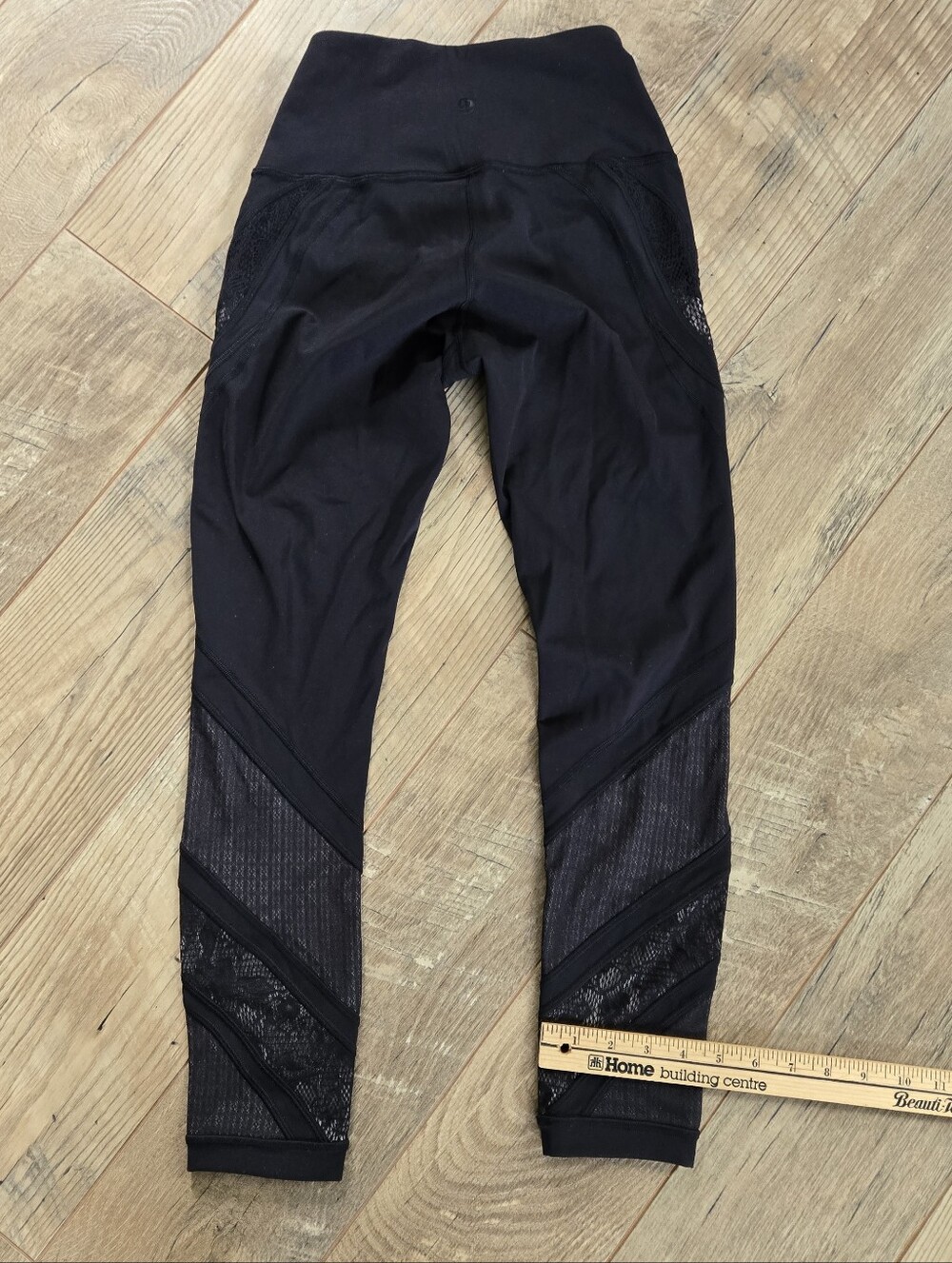 Lululemon Womens Black Wunder Under High Rise Tights / Leggings With Lace Size 6 - Picture 9 of 12